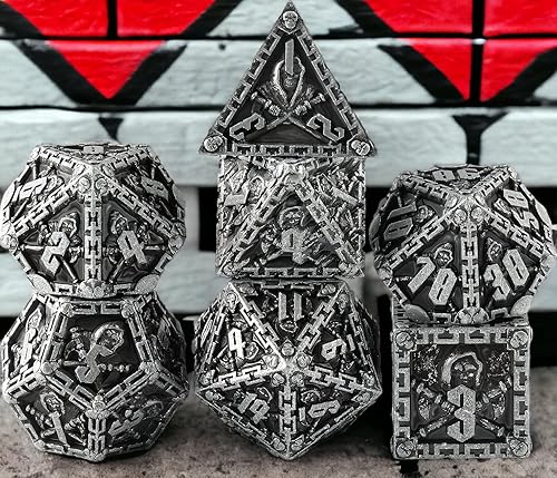 Grim Reaper - Juego de dados de metal DND, juego de dados poliédricos de Calabozos y Dragones, accesorios para D&D, dados para juego de rol d y d