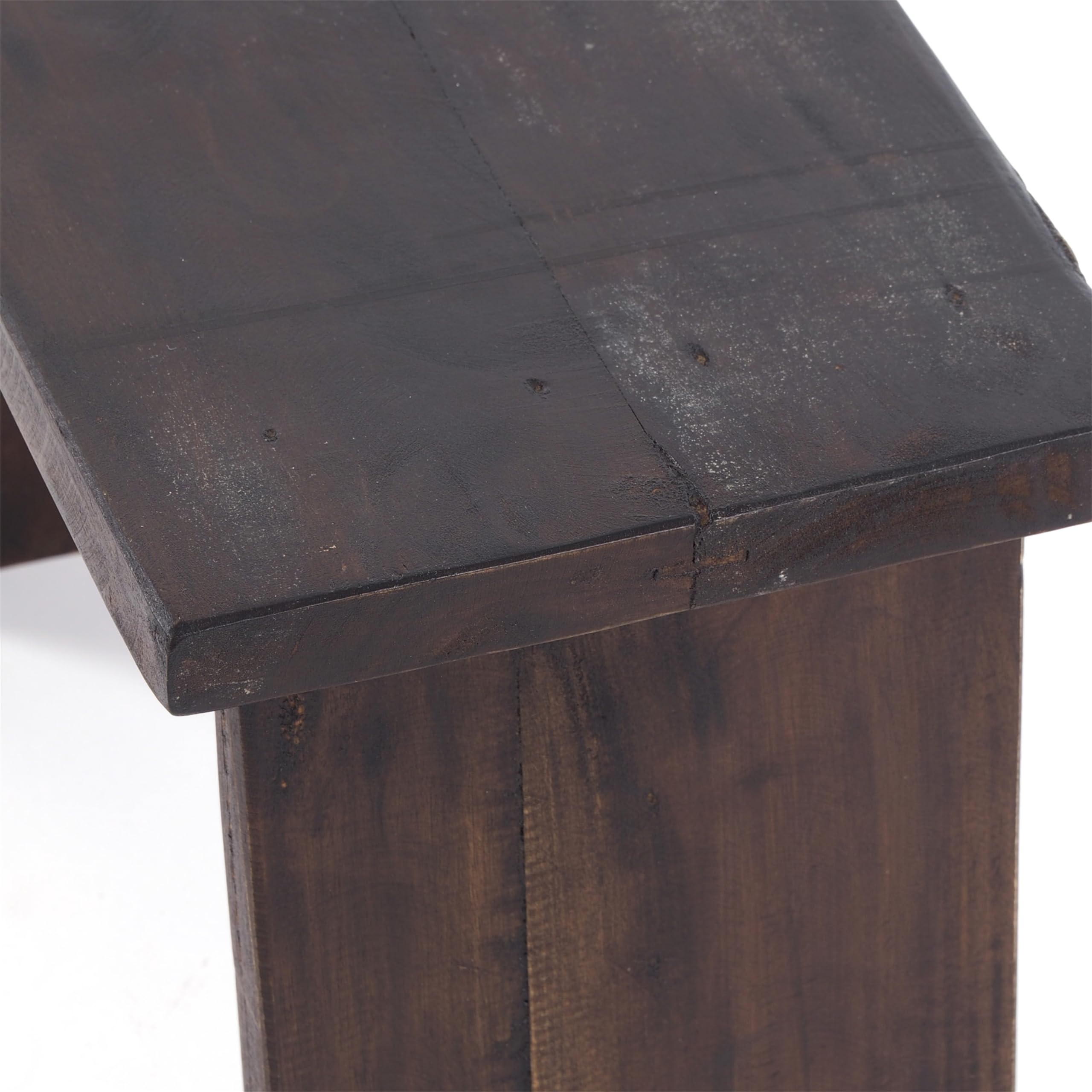 DESIGN DELIGHTS Banquette rustique Schemel 100 cm | acajou massif, 40 x 31 x 25 cm (l x H x P) | Repose-pieds, tabouret décoratif en bois | Couleur : 03 marron foncé