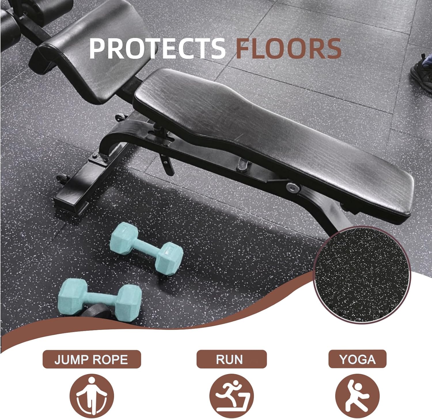 Sports Equipment Fitness Mat – 0.56" Thick, 12 Pcs, 48 Sq Ft, Black – EVA Foam Interlocking Tile for Protection & Cushioned Exercise Flooring for Household & Fitness Equipment