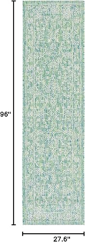 Vista 215 de SAFAVIEH Courtyard Collection - Alfombra decorativa, 2 pies 3 pulgadas x 5 pies, turquesa, no desprende pelusa y de fácil cuidado, para interiores