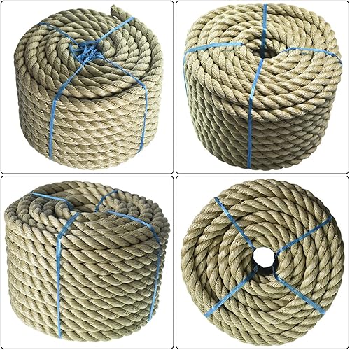 Miniatura 6 de TINVHY Cuerda trenzada de Manila, cuerda sintética de cáñamo de polipropileno trenzado de tres hebras, utilizada para decoración de interiores o