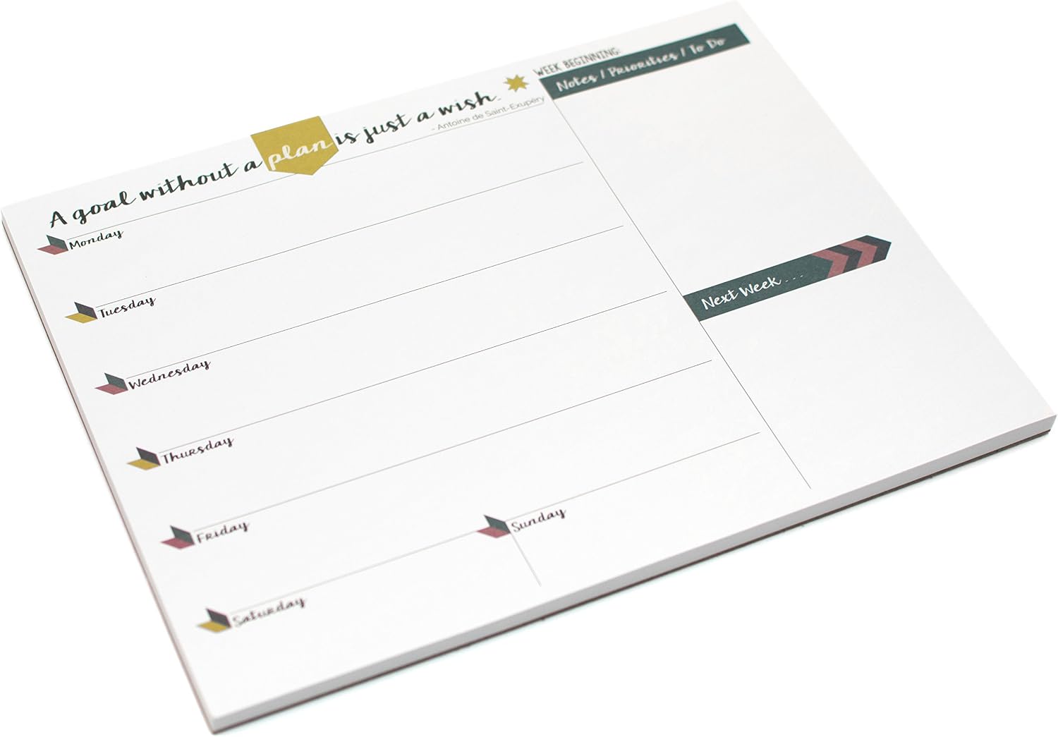 Tabitha Wilde A4 Weekly Planner Desk Pad Calendar Undated Notepad 55 Sheets