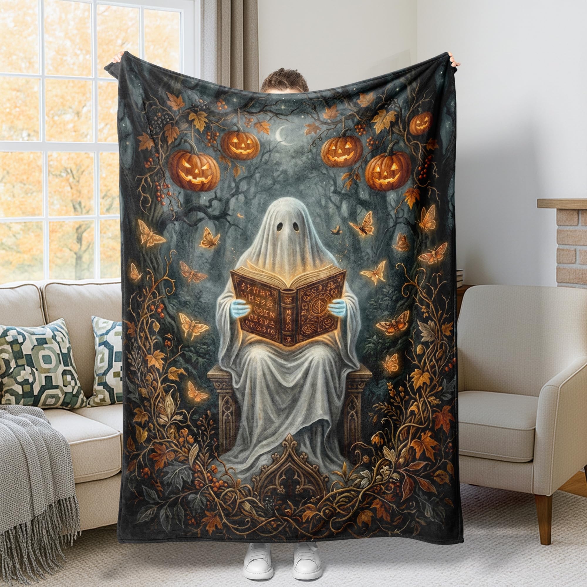 Couverture Halloween flanelle anti-froid pour bureau et salon
