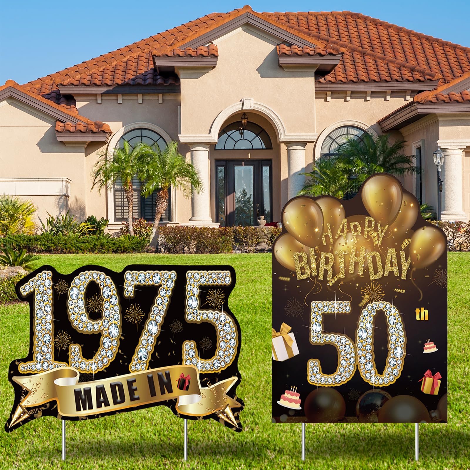 Milestone Birthday Signs 2-Pack 50th Birthday Yard Signs - Blue ...