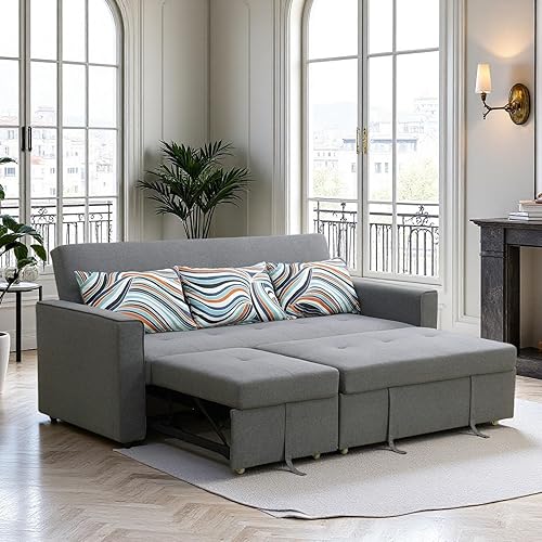 Vista 8 de FONTOI Sofá cama extraíble, sofá cama modular convertible con diván de almacenamiento, moderno sofá en forma de L para sala de estar, dormitorio