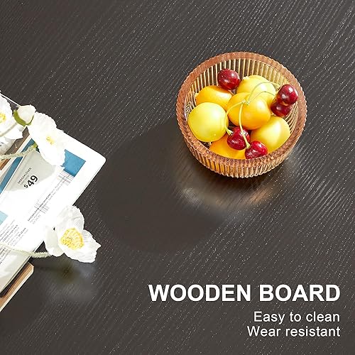 Miniatura 6 de VECELO Mesa auxiliar de madera con compartimento oculto y estante de almacenamiento para sala de estar/oficina, recepción, mesa elevada, color negro