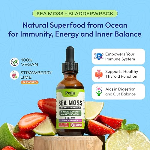 Miniatura 2 de Pella Nutrition Sea Moss Drops with Bladderwrack – 4X Faster Absorption Than Irish Sea Moss Gel Superfood, Gummies, and Capsules – Digestive &