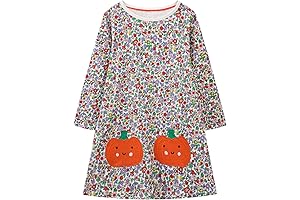 Girls Long Sleeve Casual Cotton Applique Christmas Tunic Dress Clothes