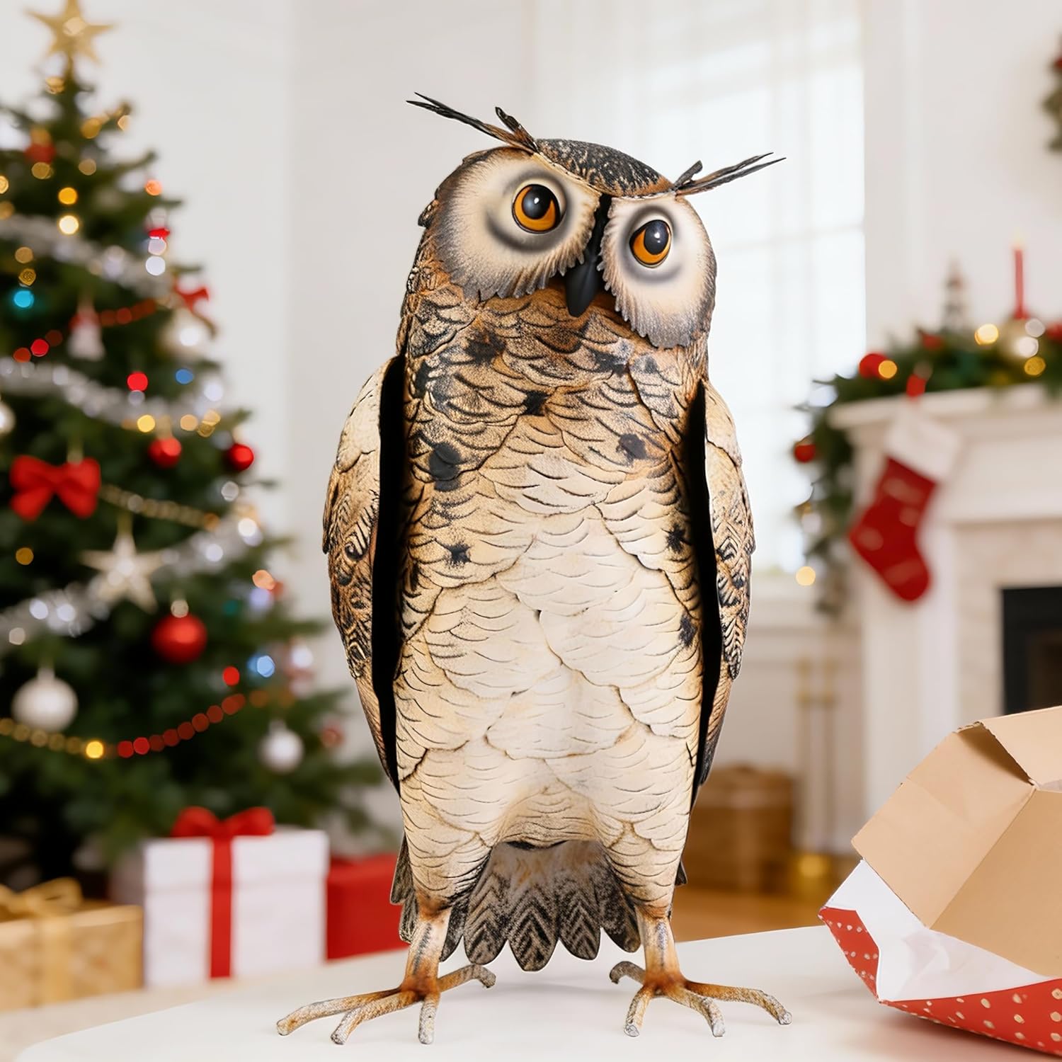 Shorayn Metal Owl Decor Garden Statue Outdoor Bird Yard Art Sculpture for Home Porch Patio Lawn Yard Decoration,Housewarming Birthday Gifts for Women - Image 4