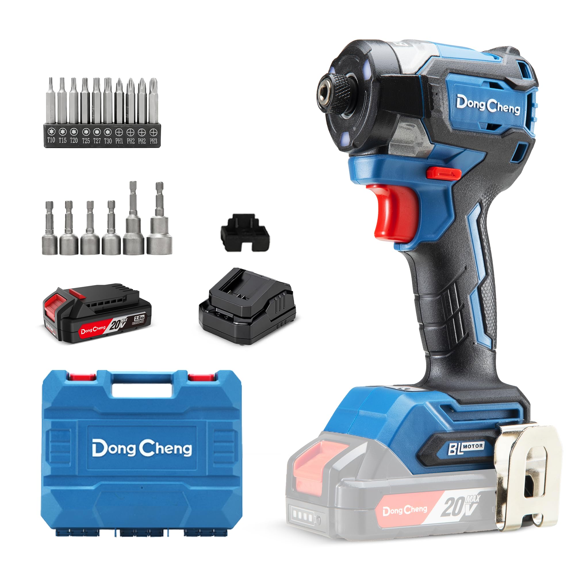 Dong Cheng 20V 208N.m Torque Brushless Impact Driver, 1/4" Hex Chuck