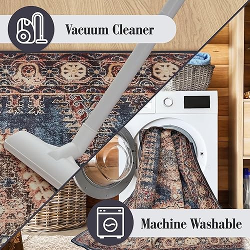Miniatura 4 de nusoarug Alfombra bohemia de pelo grueso de 2 x 8 pulgadas, lavable a máquina, suave, antideslizante, 2 x 8 pies, con respaldo de goma para