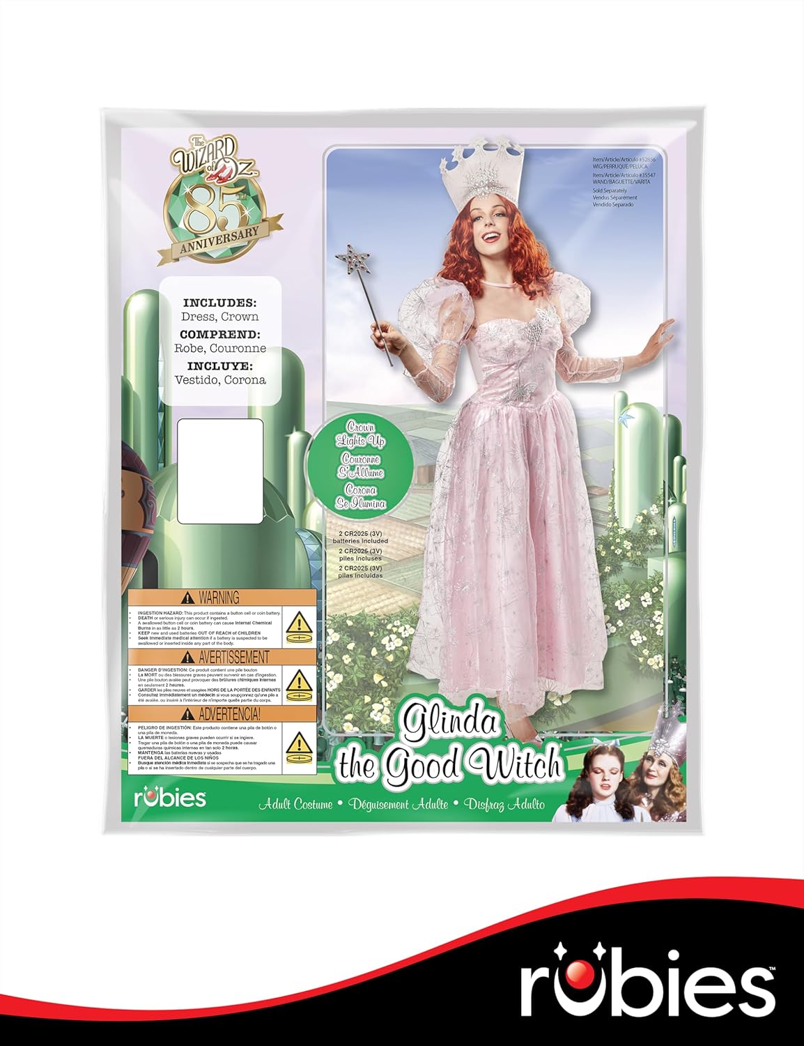 Rubies Women's Wizard of Oz Glinda Costume Dress and Tiara