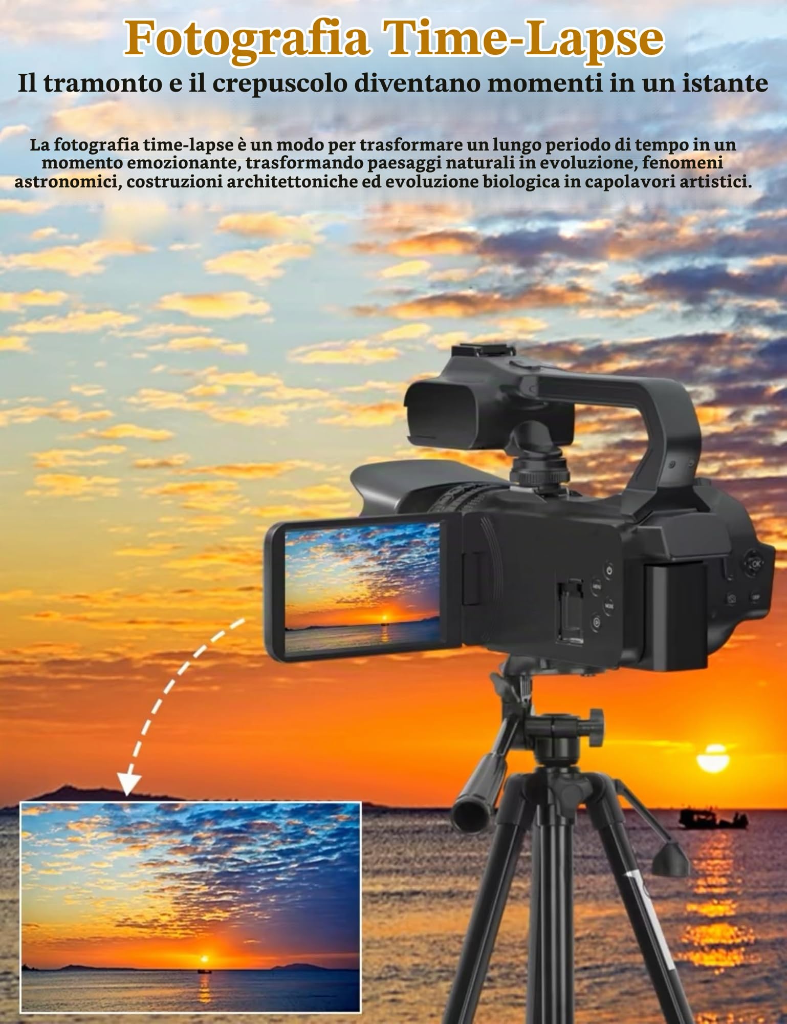 Sxhlseller Videocamera 4K per Vlogging Con Zoom Digitale 64MP 18x, Touch Screen da 4 Pollici, Microfono, Telecomando, Luce di Riempimento, Professionale