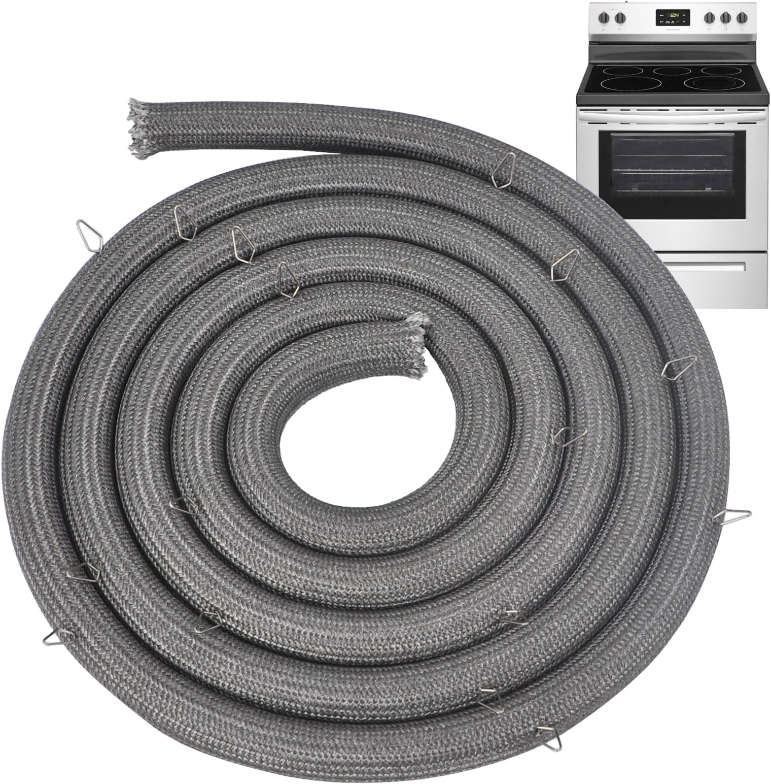 316403101 Gas Range Oven Door Gasket Seal Replacement (80" long/ 16 Mounting Clips) Compatible with Some Frigidaire, Kenmore, White Westinghouse and Ikea Ranges or Ovens