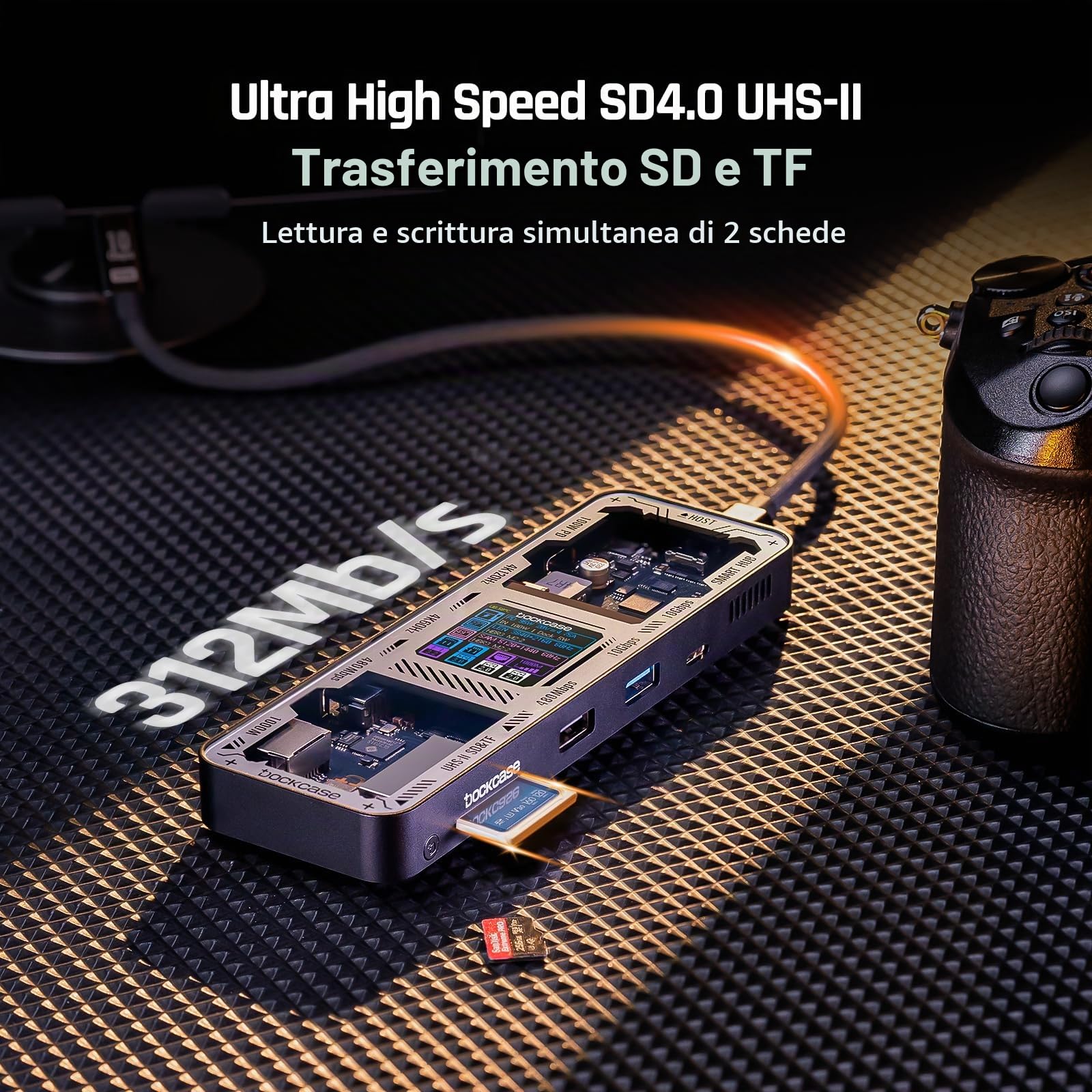 DOCKCASE Smart Hub USB C Docking Station 10 in 1, Doppi HDMI 2.1 e 2.0 4K@60Hz, PD 3.0 100W, Ethernet RJ45, 2*USB 3.2（10Gbps）/2.0, Lettore di Schede UHS-II SD/TF,Dock USB-C per MacBook Pro/Air