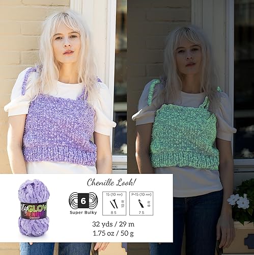 Miniatura 3 de Lion Brand Yarn Chenilla brillante DIY, hilo voluminoso, perla, paquete de 3