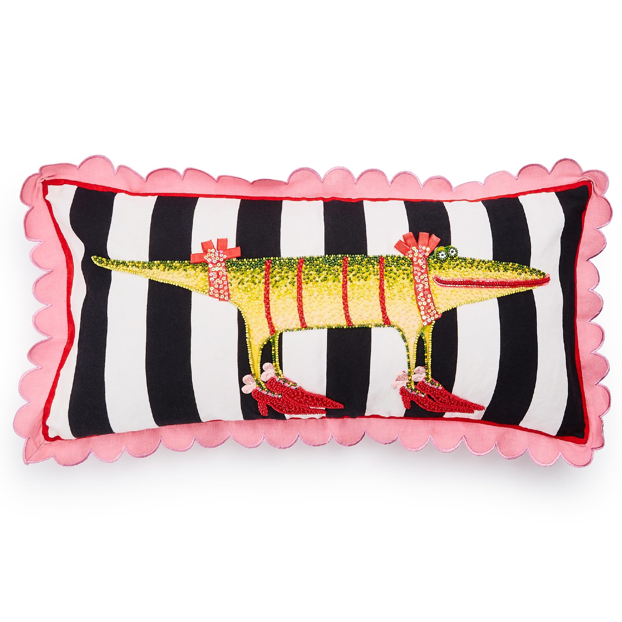 MACKENZIE-CHILDS Patience Brewster Lumbar Throw Pillow, Decorative Cotton Pillow for Living Room, 11x22, Gloria Alligator
