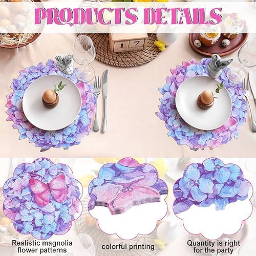 Miniatura 3 de Juego de 100 manteles individuales florales de papel de primavera desechables para mesa de comedor, fiestas, bodas, cocina, despedida de soltera, 13