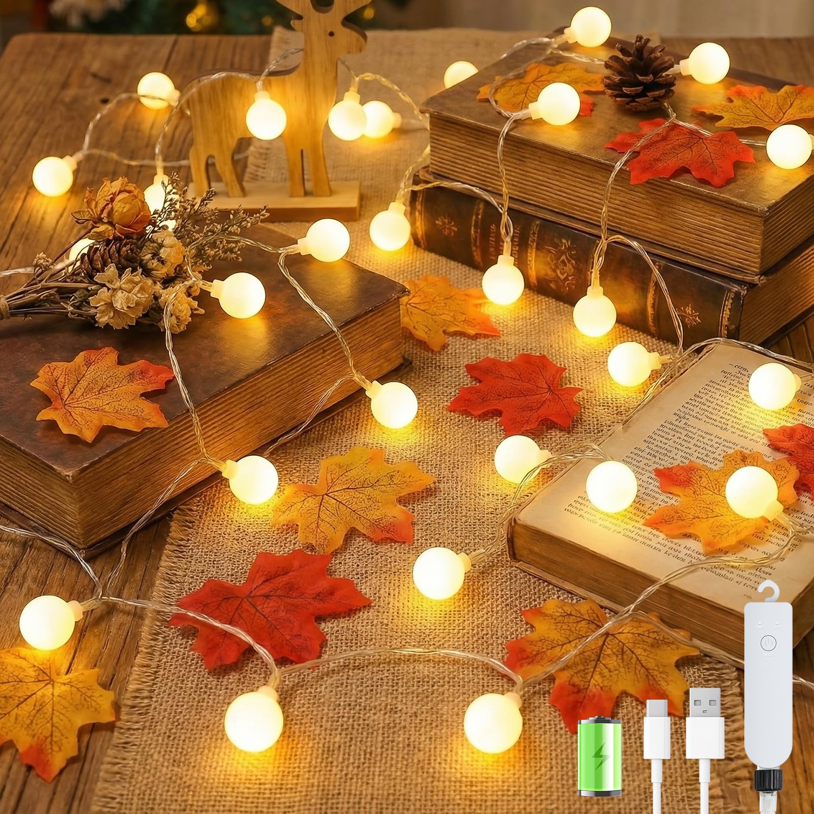 Giliwosy Catena Luminosa Esterno Interno, 60LEDs 10M Luci LED a Batteria con USB 8 Modalità FunZione Timer IP65 Impermeabile, Lucine LED Decorative per Balcone Giardino Feste Camera Campeggio Natale - 2