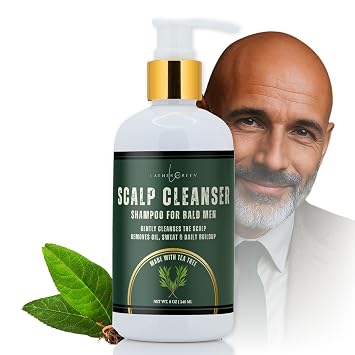 Scalp Shampoo for Bald Heads Gentle Plant-Based Cleanser for Shaved & Hairless Scalps, Tea Tree Formula, Daily Use