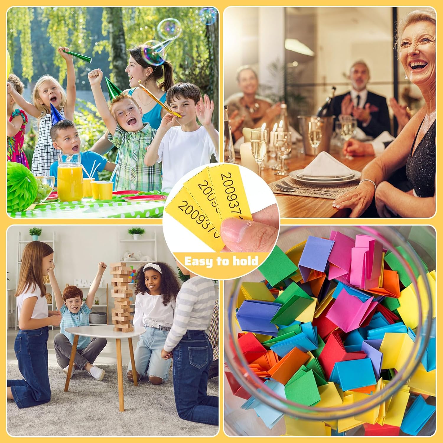 Kosiz 2000 Sheets Raffle Ticket 25 Bid Chinese Auction Tickets Tricky Tray Basket Raffle Sheets for School Class Rewards Carnival Door Prize Fundraiser Event(Dark Yellow, Red, Lake Blue, Dark Green)