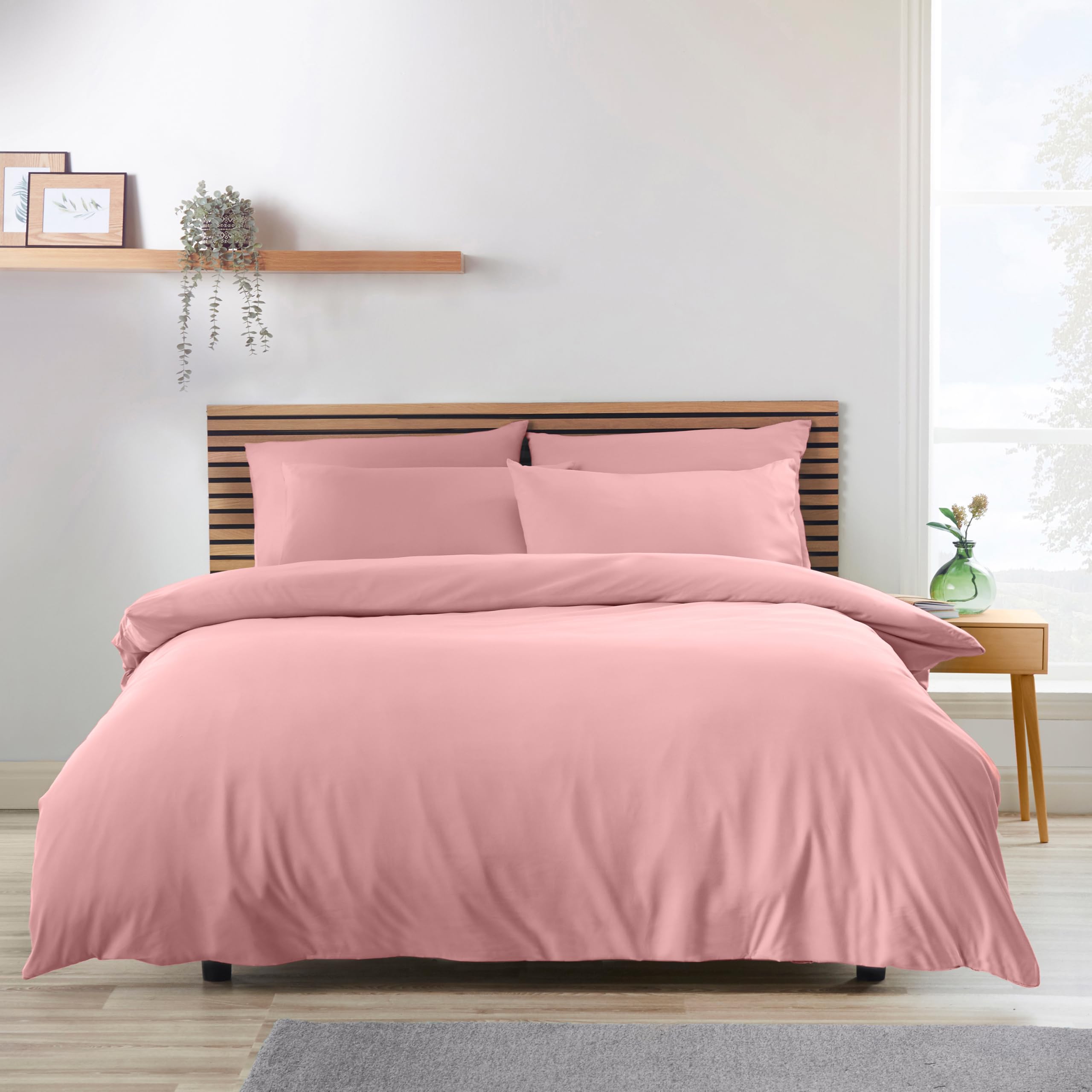 Catherine Lansfield So Soft Non-Iron King Duvet Cover Set with Pillowcases Coral