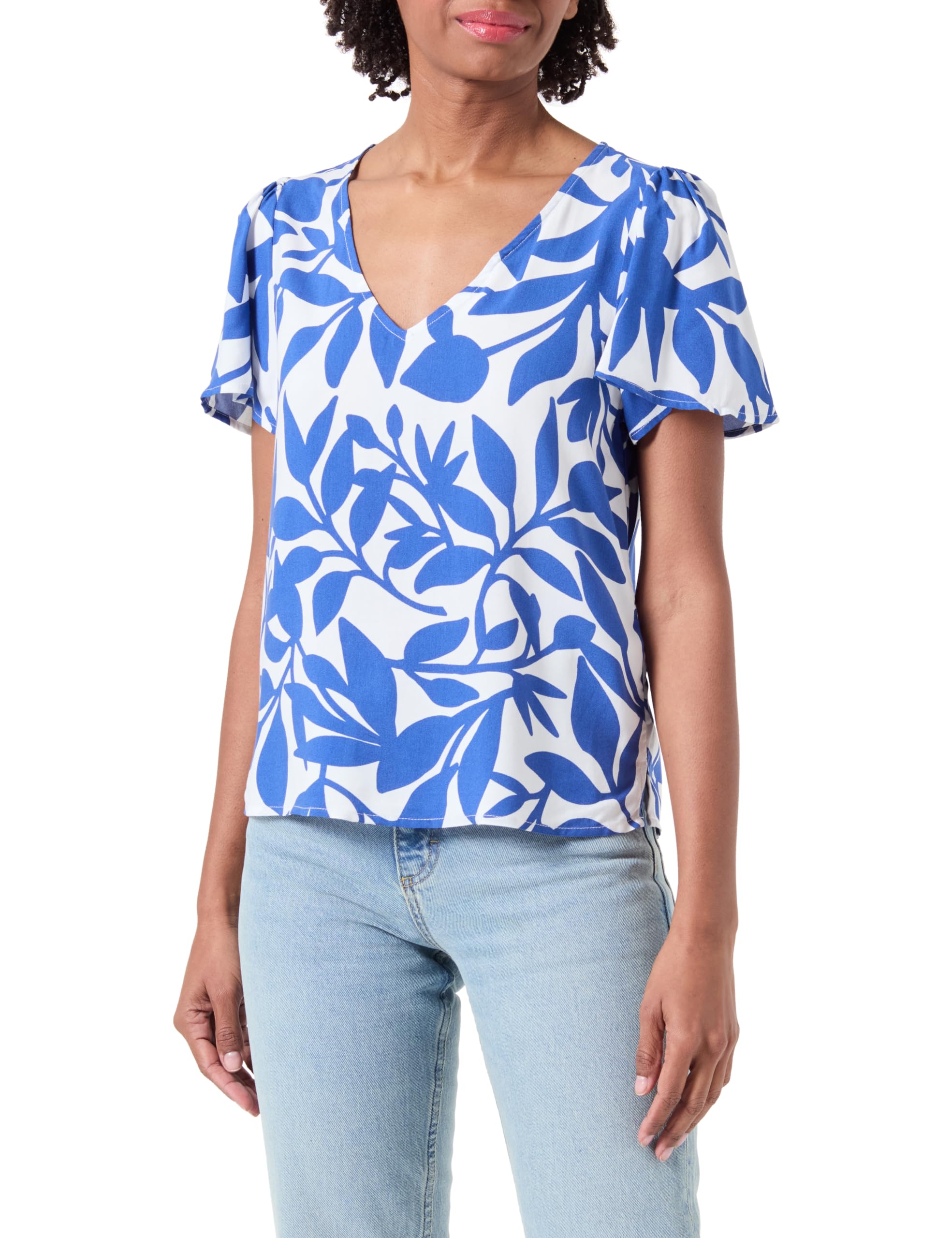 Vero Moda Vmeasy Joy V-Neck SS Blouse Wvn Ga Top para Mujer