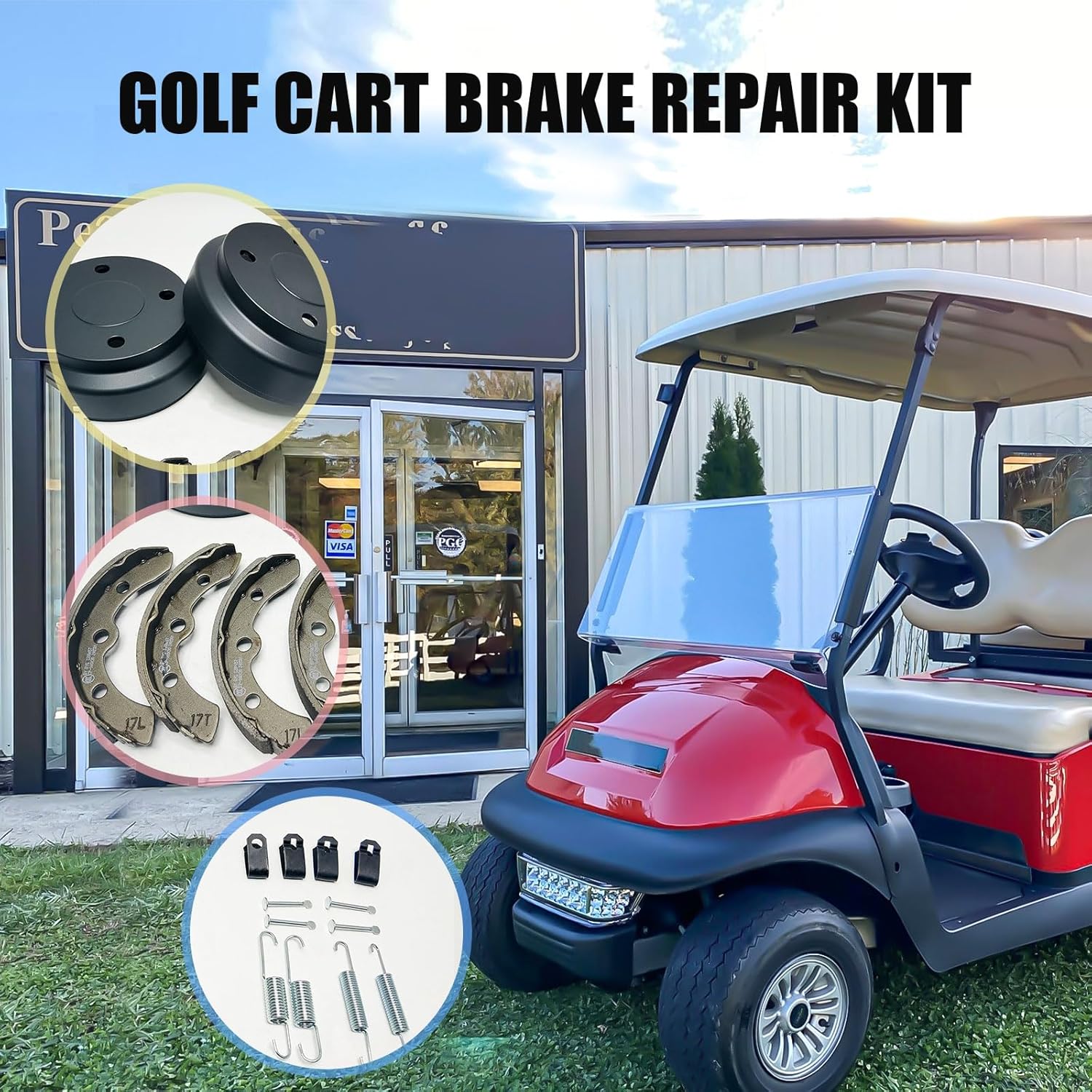 Golf Cart Brake Drums Kit with Brake Shoes & Springs for Club Car, Rear Brake Repair Kit Fit for 1995-up DS 2004-up Precedent Gas & Electric,Replace 101791101/101823201/101816301(18pcs)