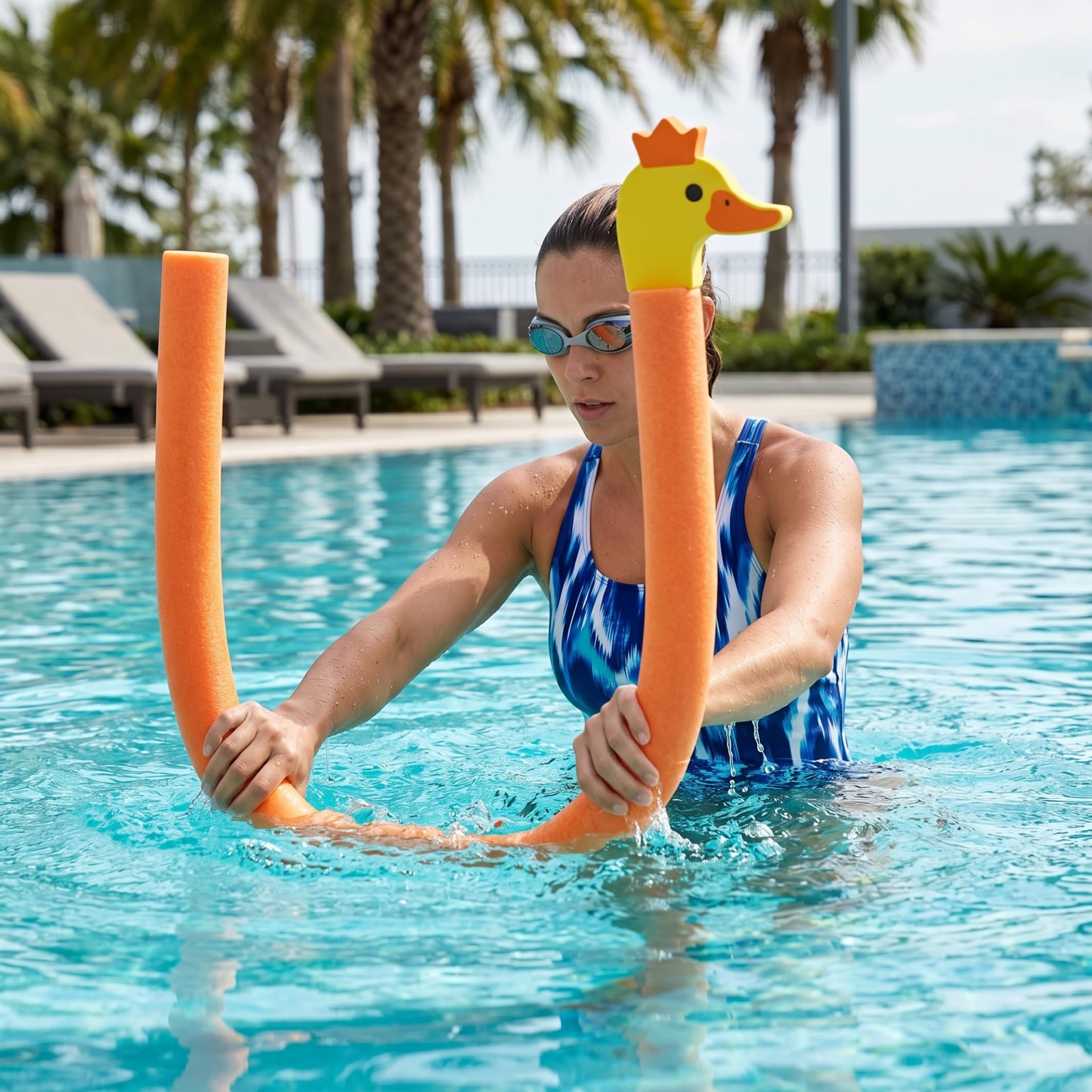 Nouilles de natation pour enfants, mignonnes en forme de canard en mousse flottante, 168 cm, jaune
