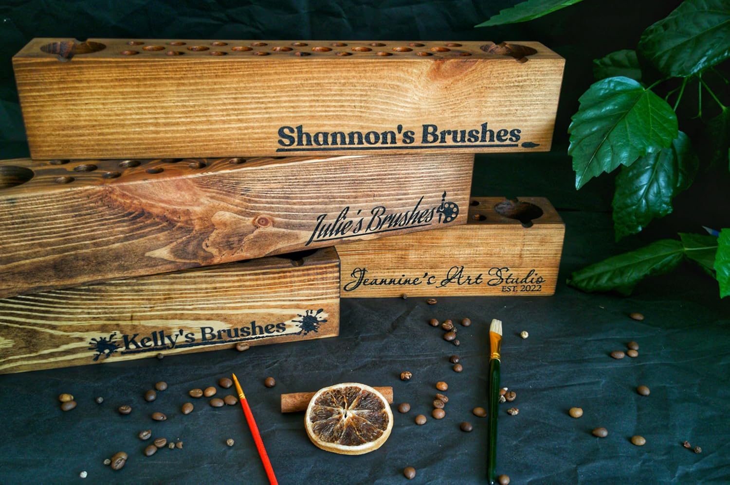 Personalized Paint Brush Holder, Handmade Wooden Artist Tool Organizer, Custom Engraved Desk Caddy for Painters, Art Studio Storage Stand, Unique Gift for Artists, Artist Gift - Image 8