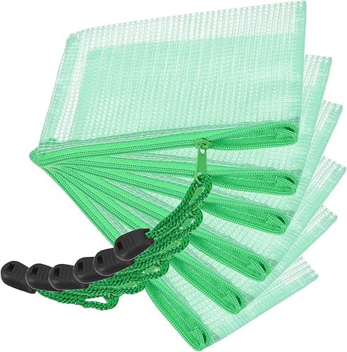 YOKIVE Paquete de 6 bolsas de malla con cremallera, bolsillos de malla B8 para archivos, bolsa de plástico para documentos, ideal para