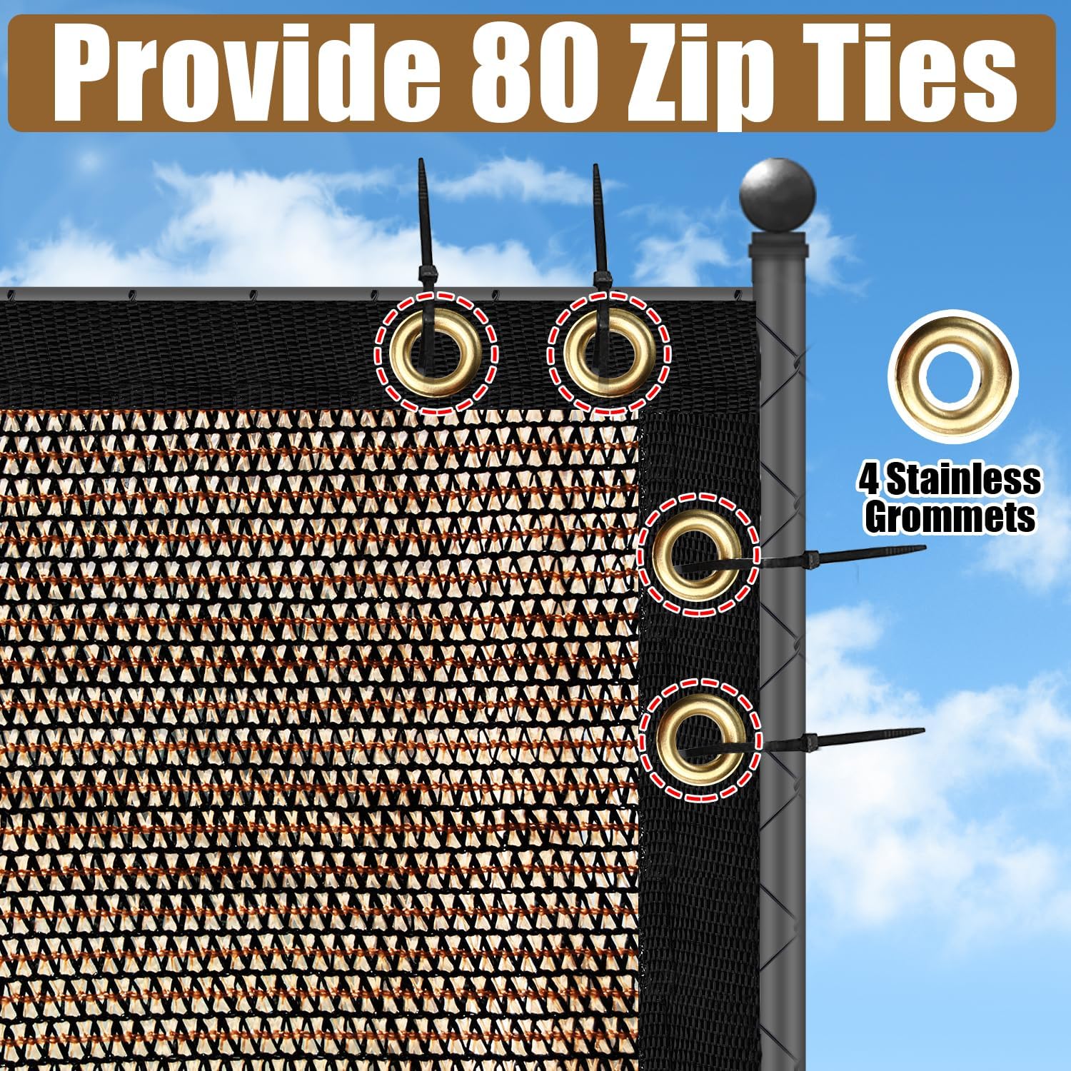 Brown 6FT X 50FT Outdoor Privacy Screen Fence & Mesh Shade Net Cover, Ideal for Garden and Backyard - Enhances Privacy for Fencing & Chain Link, Perfect for Patio Privacy Wall, Slats，Freestanding