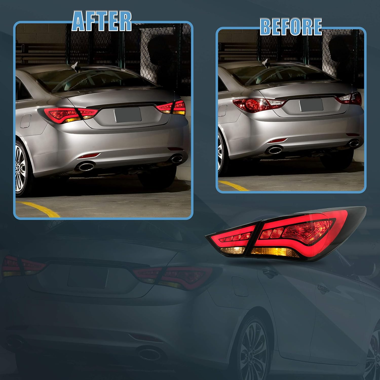 VLAND Tail lights Assembly Fit for 2011-2014 Hyundai Sonata 6th Gen Sedan, Plug-and-play, Smoked
