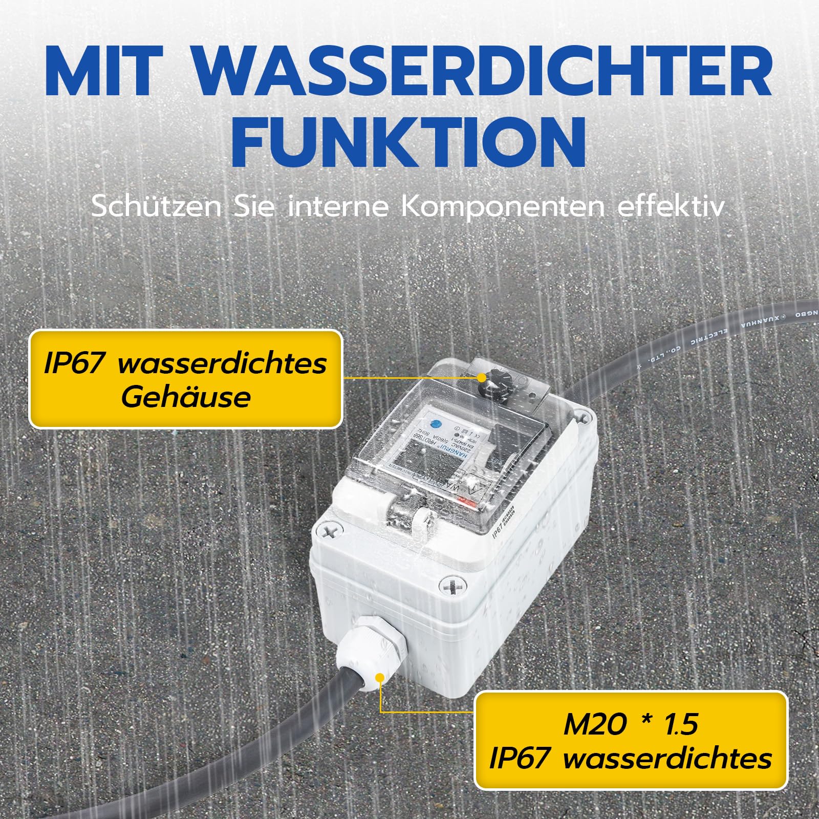 BreeRainz Mobiele digitale stroommeter 60A 230V, IP67