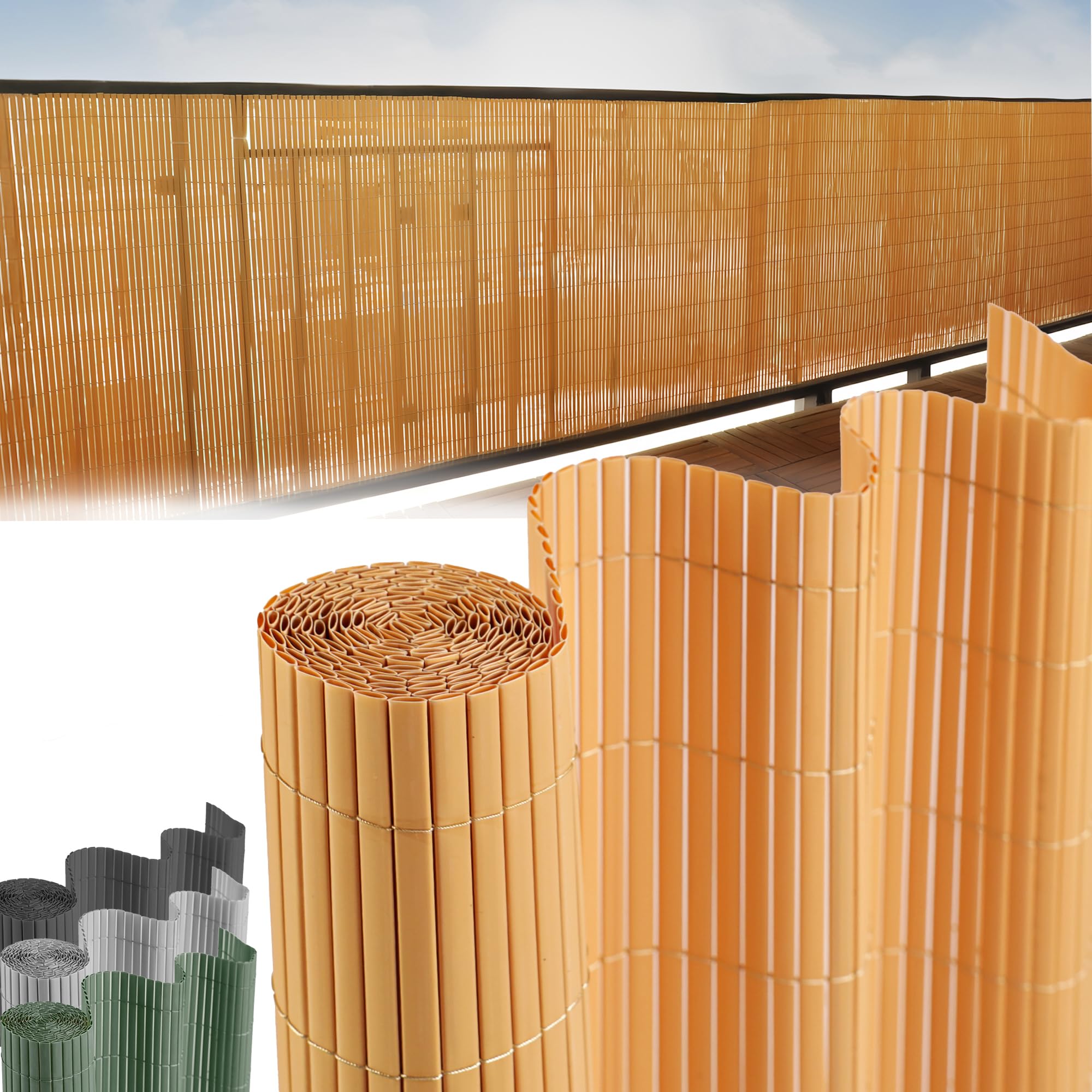 Amazon.de: STREND PRO Balkon Sichtschutz | PVC sichtschutzmatte | Bambus |  1m Hoch, 3m Lnge | Wetterfester fr Privatsphre, Balkon Windschutz |  Balkon Seitensichtschutz ohne Bohren Terrassen