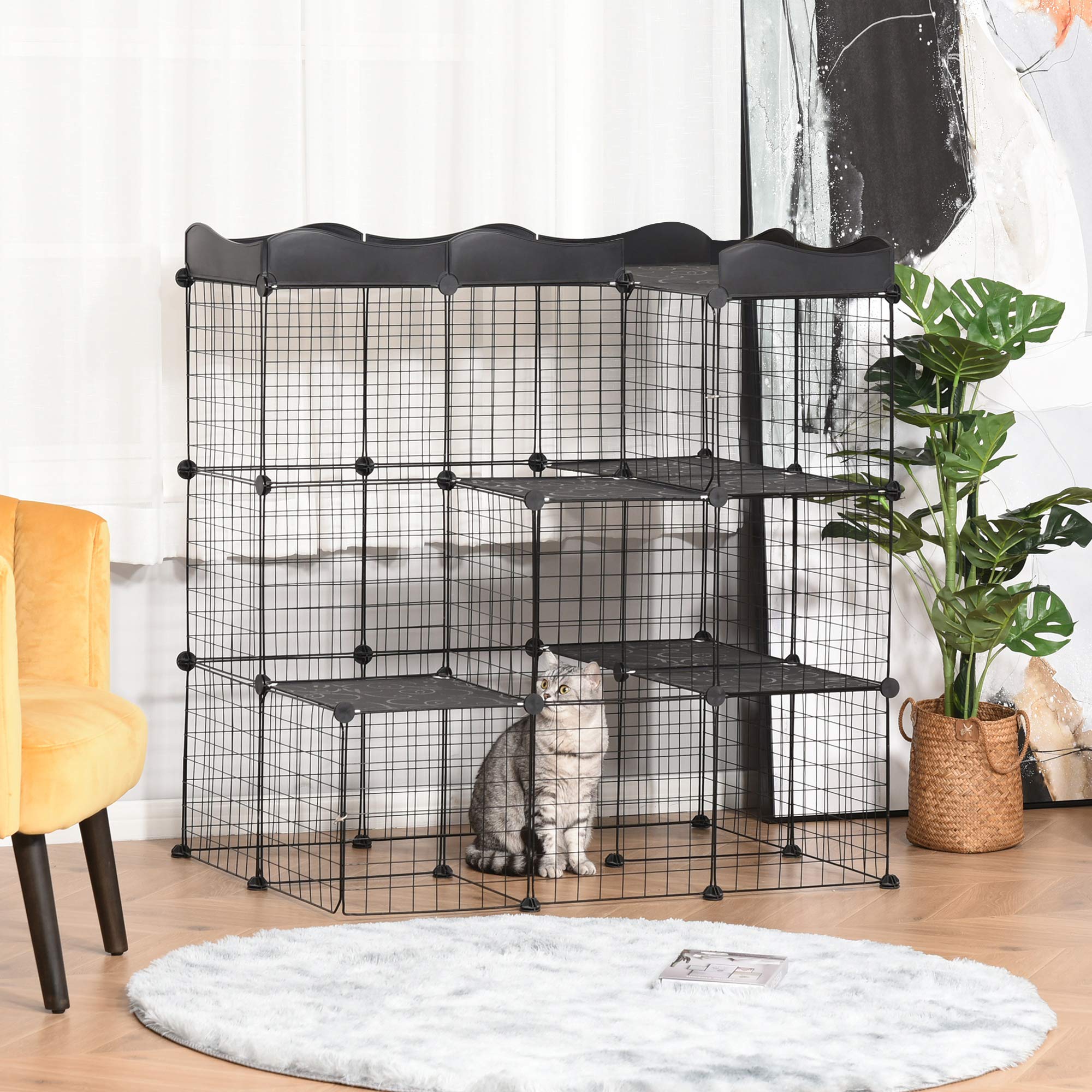 Buy PawHut Pet Playpen Small Animal Cage Portable Metal Wire Yard Fence