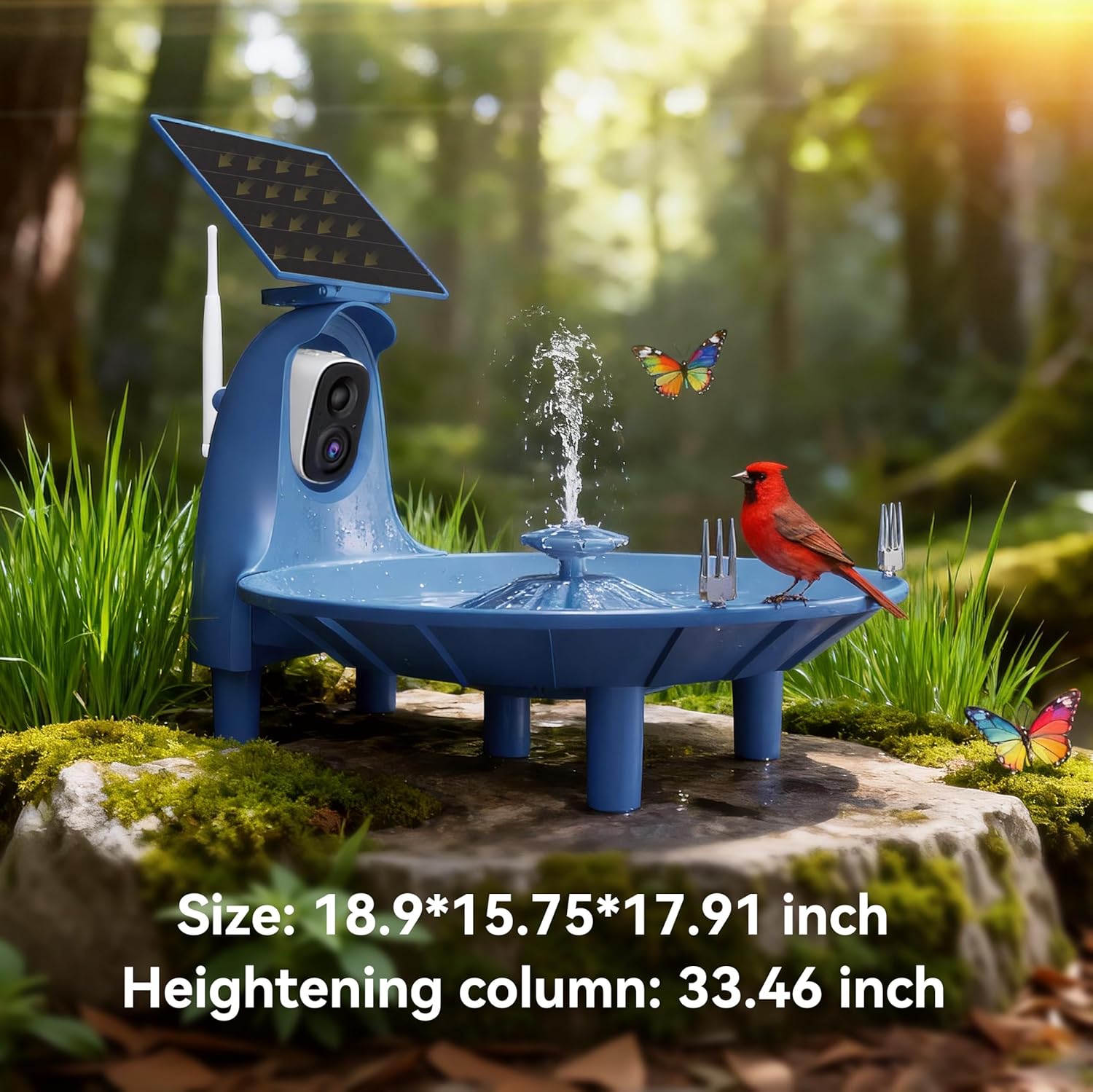LongPlus Bird Baths Fountain Outside：Bird Bath with 2K Camera, Solar Powered Outdoor Birdbath with Color Night Vision Camera, AI Bird Identification, Ideal Gift for Nature Lover, Parent, Friend