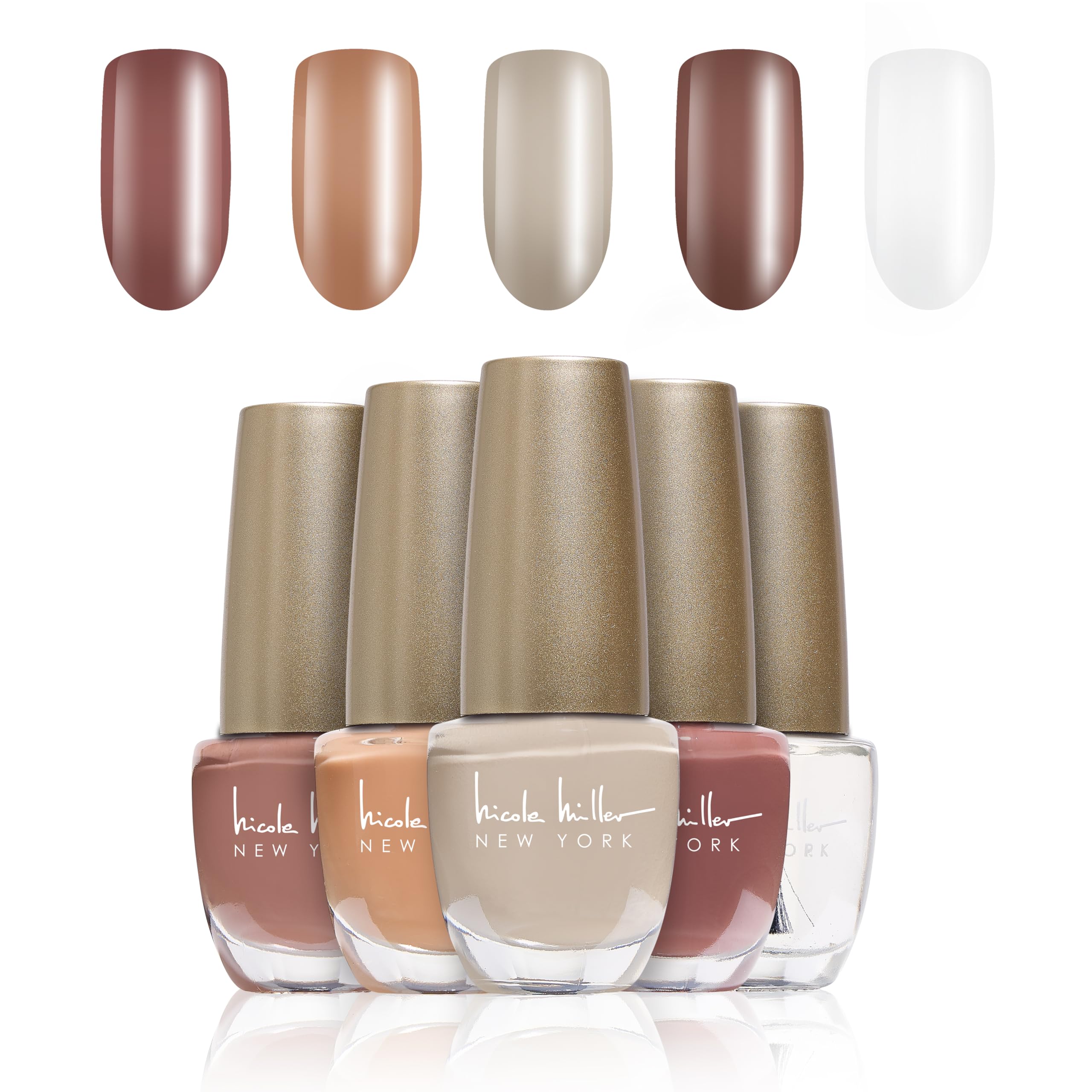 Nicole Miller Shimmery Nail Polish Collection - Long-Lasting Shine for Radiant Nails, Perfect Nudes