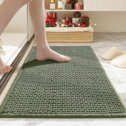 Miniatura 16 de Alfombras de Baño Antideslizantes Lavables, Tapete de Baño Súper Absorbente Delgado para Baños Pequeños de Secado Rápido de Pelo Bajo, (Verde Verde
