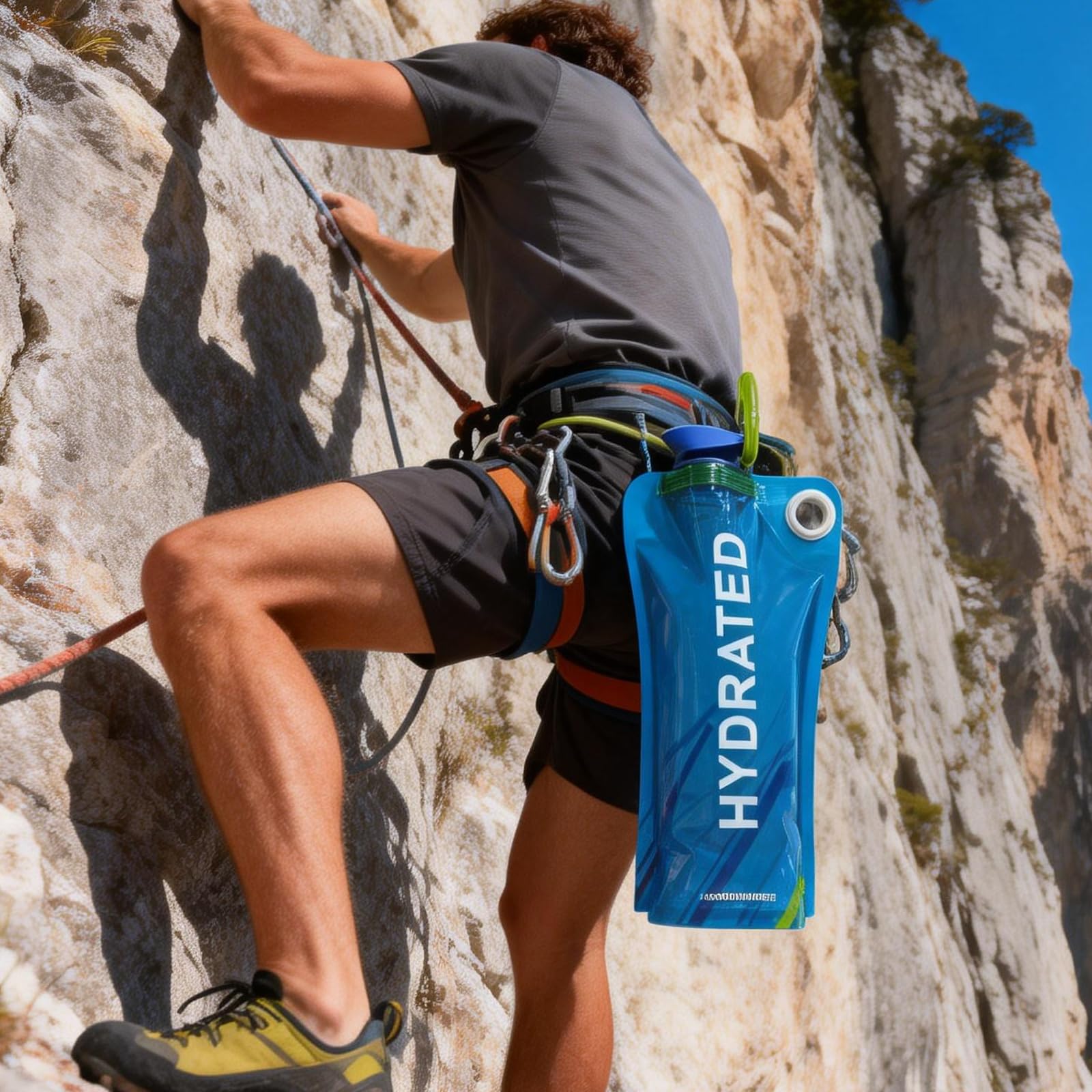 2 Pezzi Borraccia Pieghevole Con Moschettone,Borraccia Morbida Plastica 1 Litro,Sacca Idrica Per Running,Bottiglia Pieghevole Per Escursionismo,Soft Flask Per Festival E Feste Running