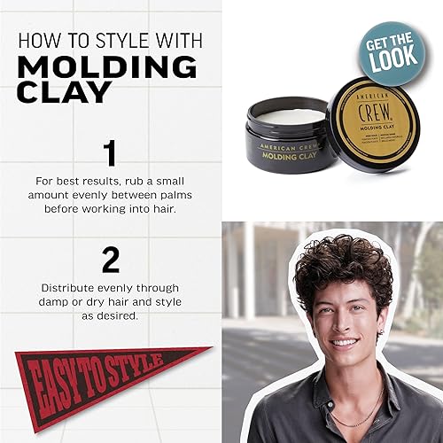 Miniatura 5 de American Crew Arcilla para moldear el cabello para hombre, gel de peinado con fuerte sujeción y brillo medio, 3 onzas