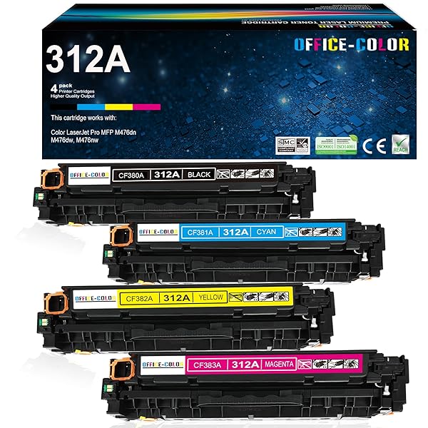 312A Toner Cartridges 4 Pack Replacement for HP 312A Toner Compatible for HP Laserjet Pro MFP M476dn M476dw M476nw Printer Ink (Black,Cyan,Magenta,Yellow)