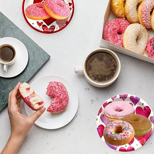 Miniatura 7 de LLE - Platos redondos de papel para el día de San Valentín de 8.875 pulgadas, platos desechables decorativos para el hogar, cocina, cena, picnic,