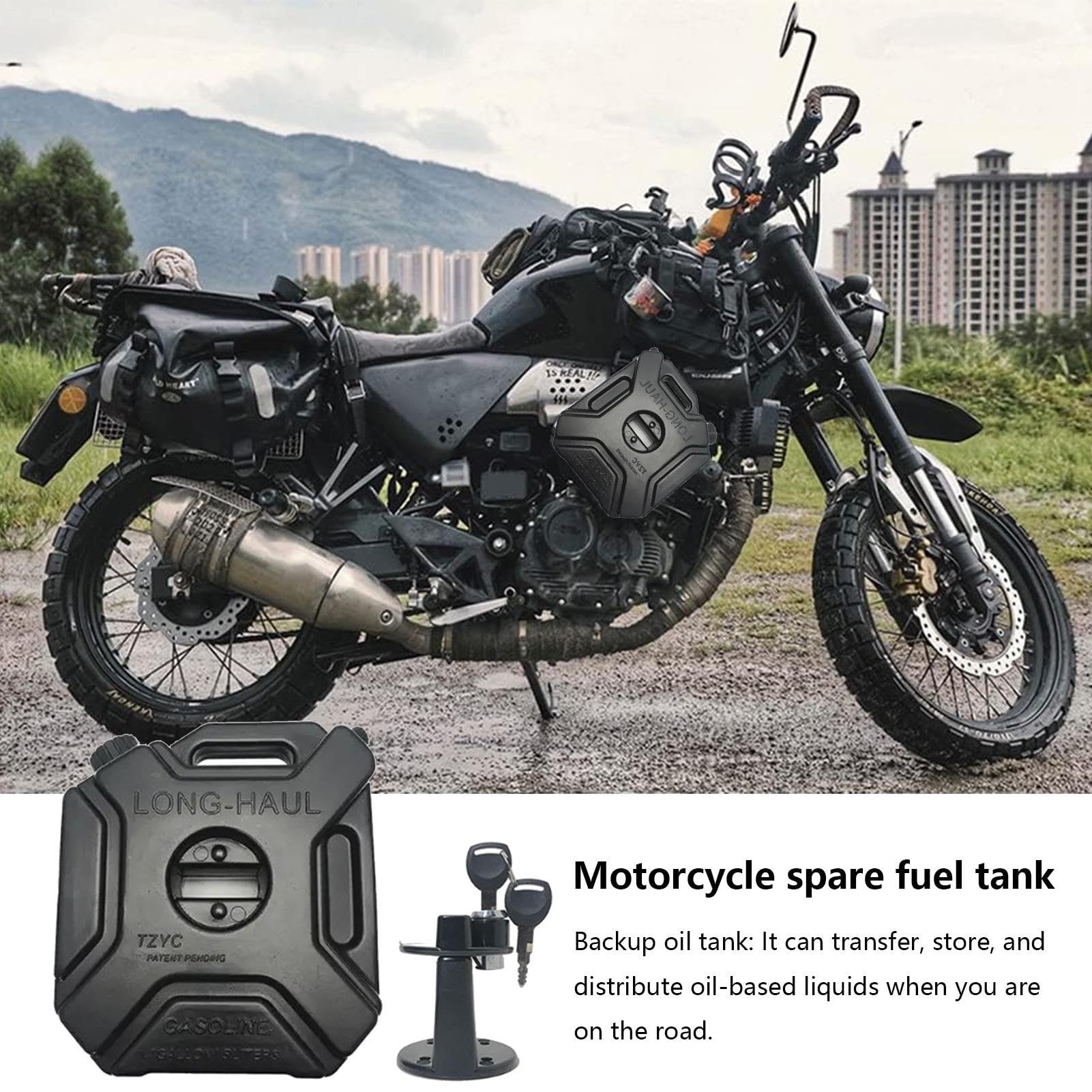Depósito de de reserva - Bidón de portátil con cerradura de 30 cm, almacenamiento de combustible para motocicletas de 5 litros, contenedor hermético | duradero depósito de almacenamiento