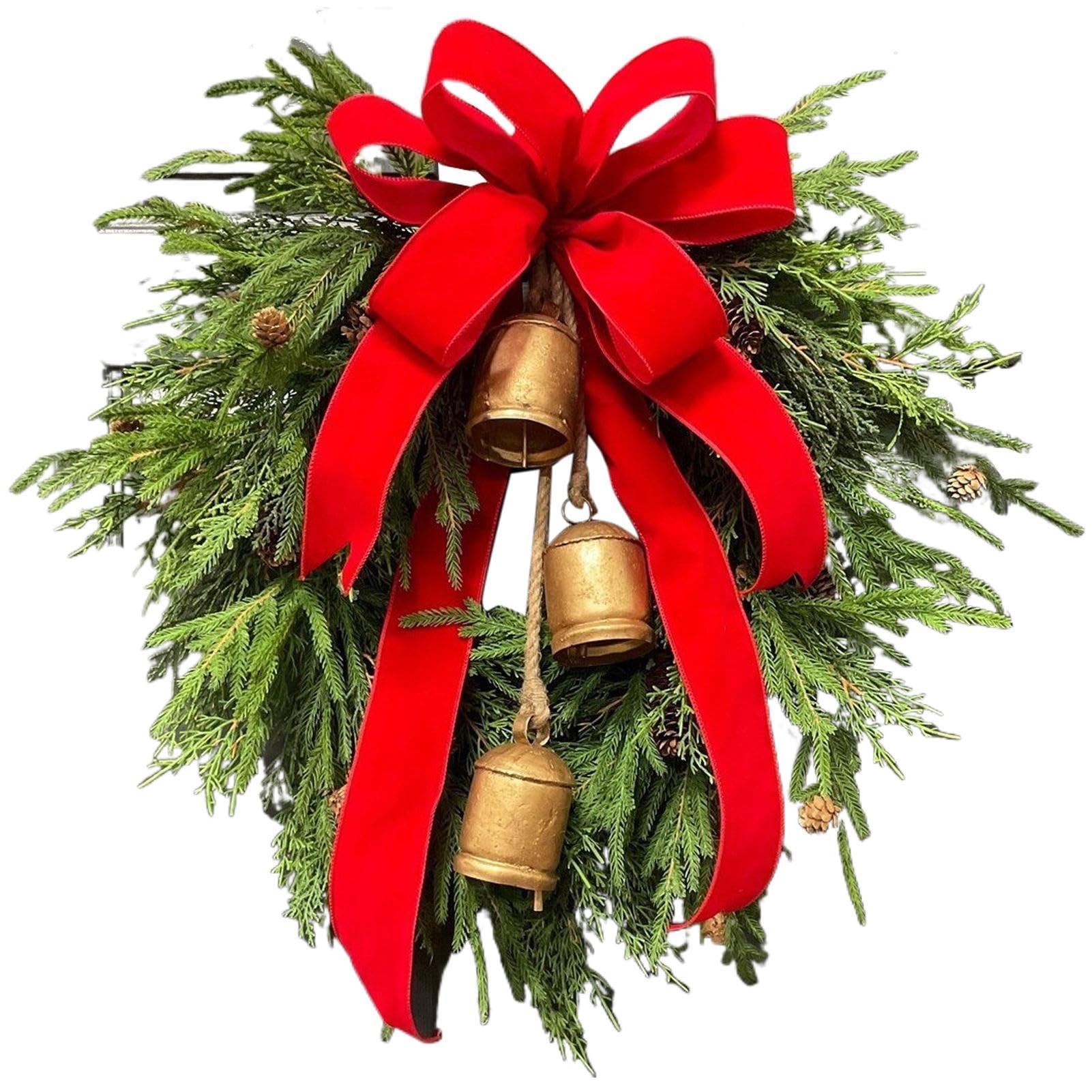 リース 羽 リボン アンティーク／クリスマスリース 希少 木の実と赤いリボンのクリスマスリース - カントリーマム オンライン