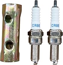 2 x CR8E Motorcycle Spark Plugs 10mm with Mounting Sleeve for Motorcycle