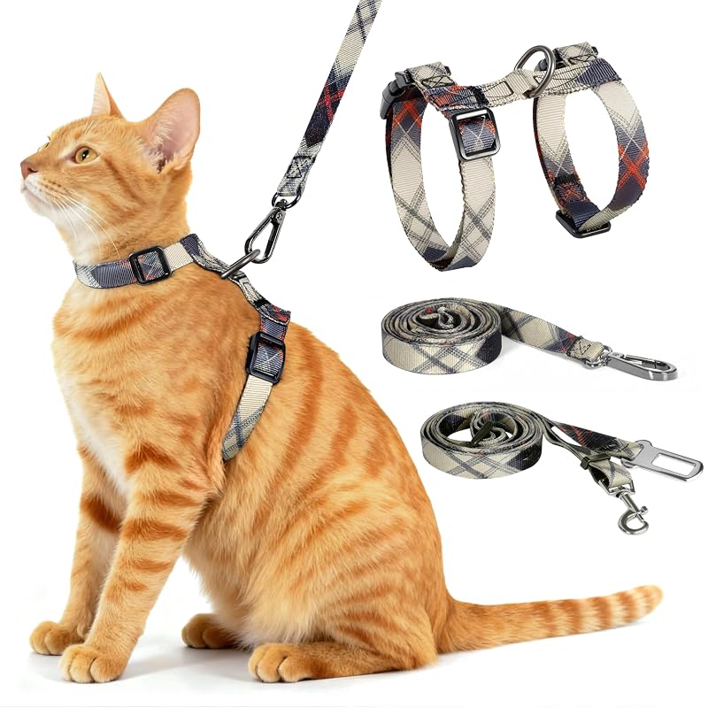 Peitoral H ajustável com guia para gatos Cattooll em nylon Army Green