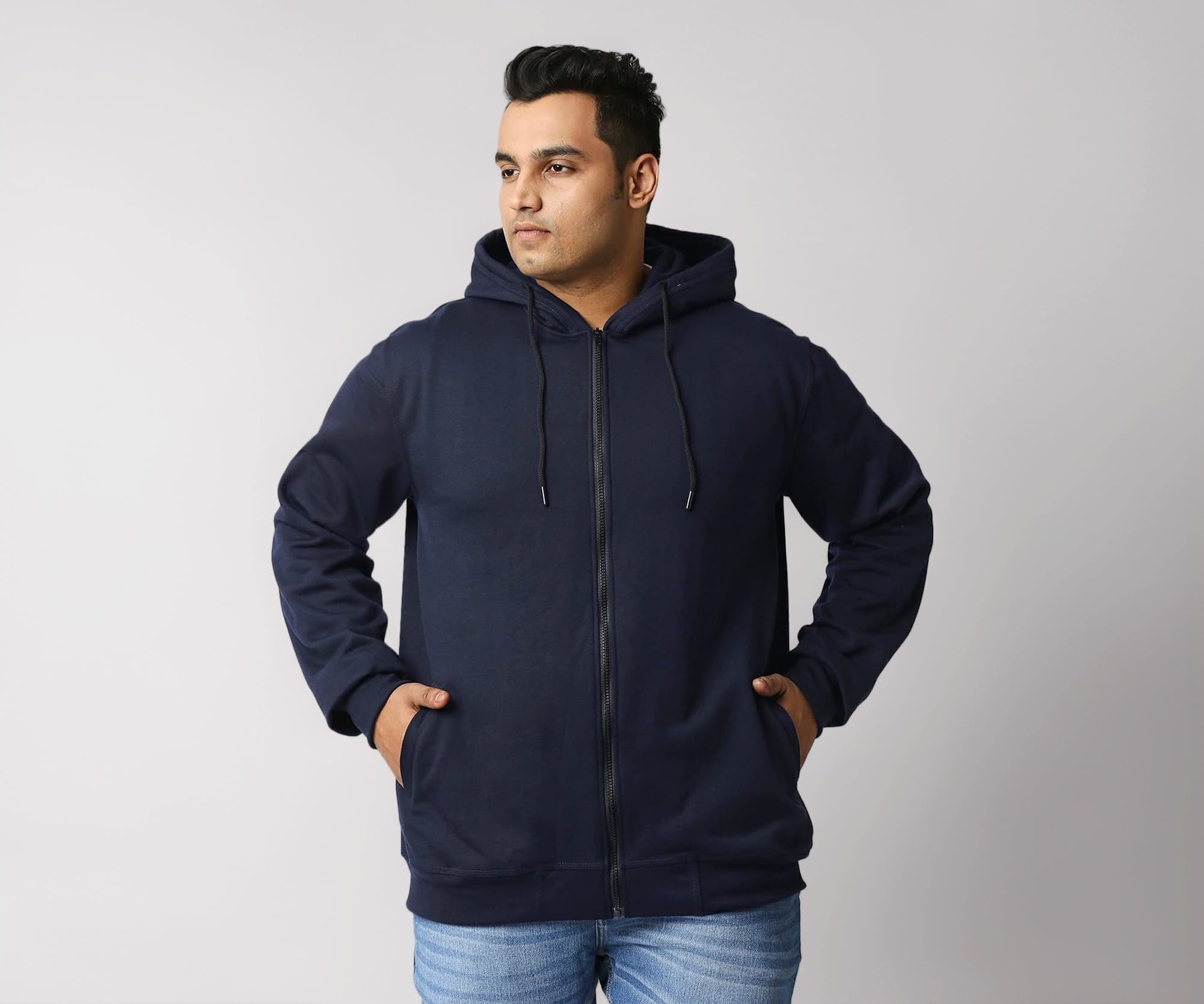 Men's Plus Size Fleece Zipper Hoodie Jacket