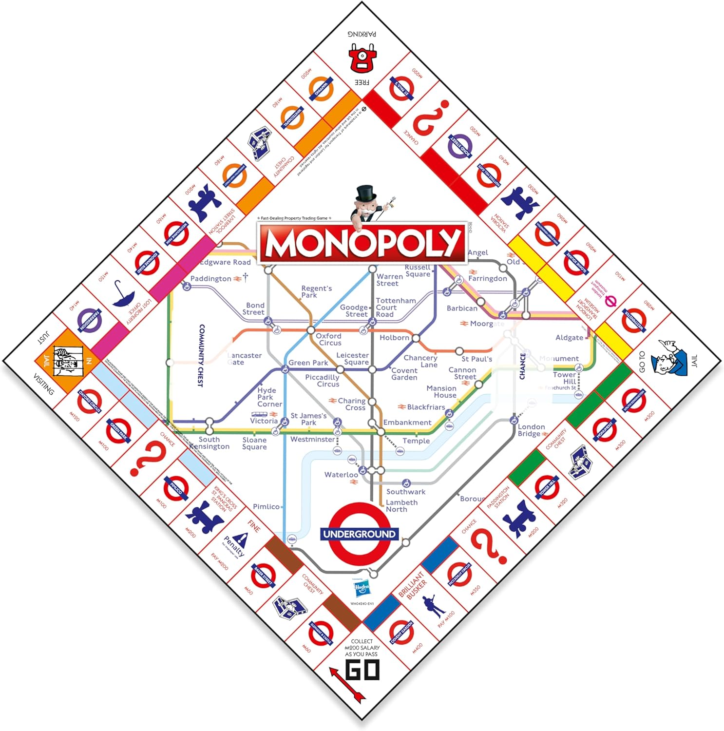 Winning Moves London Underground Monopoly Board Game, Oxford Circus, Covent Garden, Bond Street and Swap Your Way to Success Gift for Children Aged 8+