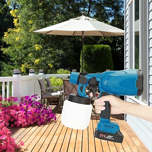 Miniatura 2 de Pulverizador de pintura inalámbrico, pistola pulverizadora de pintura de 600 W con 2 baterías de 2000 mAh, pulverizador de pintura HVLP de mano para